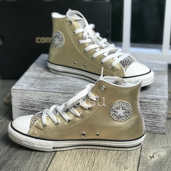 NWT Converse Ctas Side Zip Split HI Light Gold W - Picture 2 of 8
